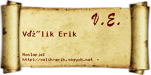 Válik Erik névjegykártya